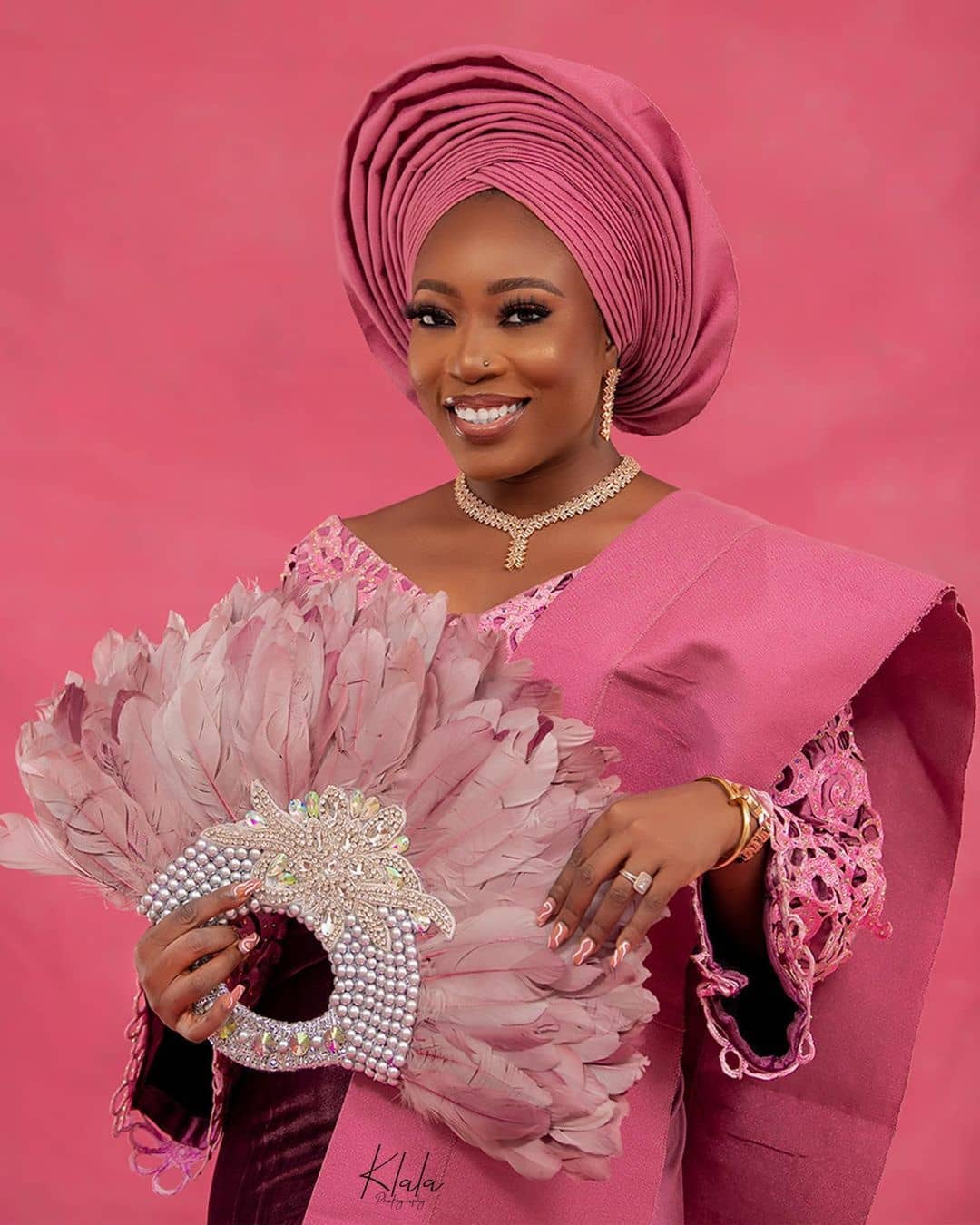 All Shades Of Pink: Rock This Outfit For Your Yoruba Traditional Wedding