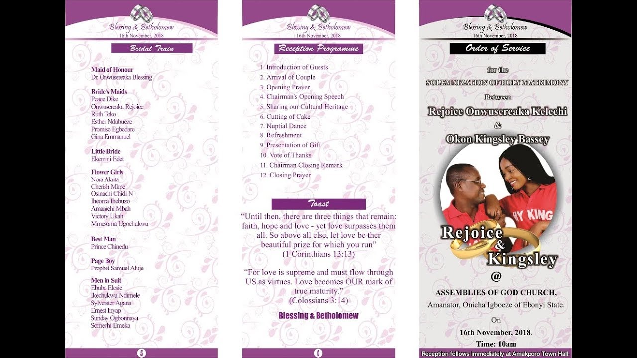  Nigerian Church Wedding Programme
